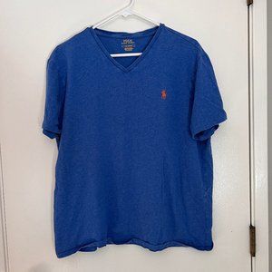 RALPH LAUREN POLO S/S V-NECK T-SHIRT BLUE Mens SZ LRG